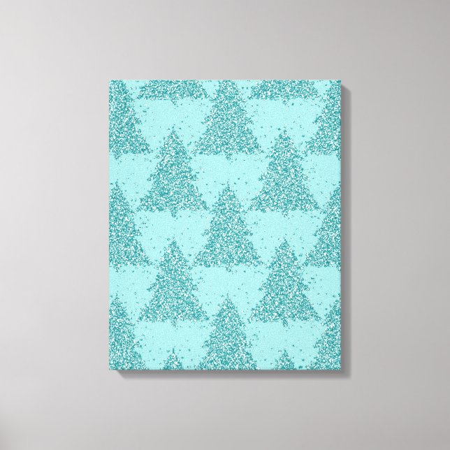 Elegant Träd Mönster | Luxe Aqua Mint Jul Canvastryck (Framsida)