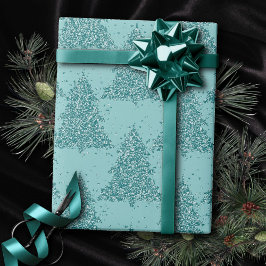 Elegant Träd Mönster | Luxe Aqua Mint Jul Presentpapper