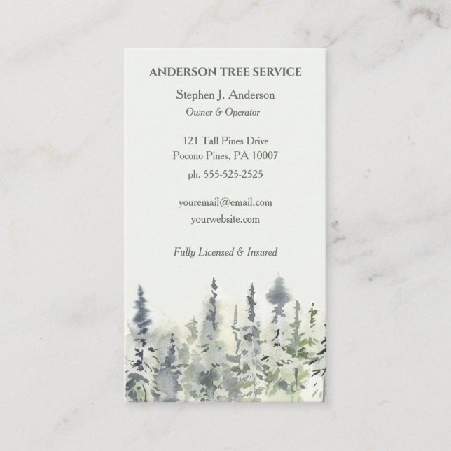 Elegant Träd Service Arborist Trimming Visitkort (Framsida)