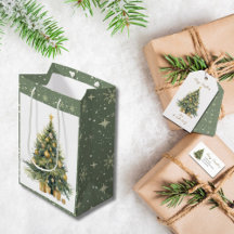 Elegant Träd Watercolor Guld Glittery Gift