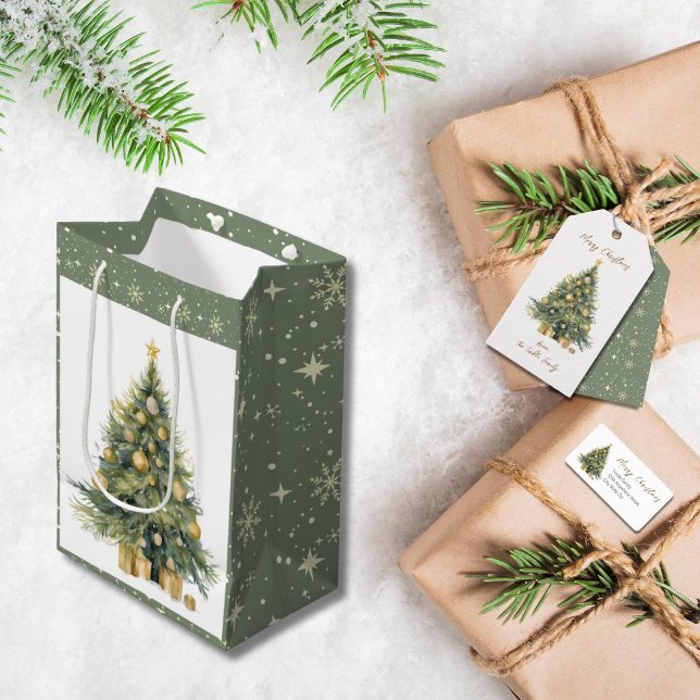 Elegant Träd Watercolor Guld Glittery Gift (Skapare uppladdad)