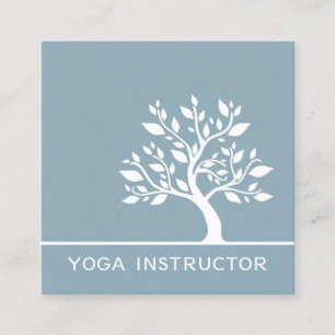 Elegant Träd Yoga-instruktör Hälsa Life Coach Fyrkantigt Visitkort