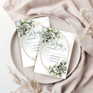 Elegant Trädgård Boho Dammgrön Eukalyptus Bröllop OSA Kort