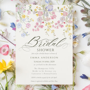 Elegant Trädgård Bröllopsdusch med Vilda Blommor Inbjudningar