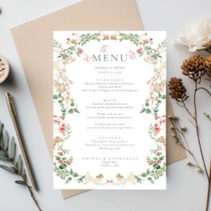 Elegant Trädgård med Vilda Blommor Meny Kort