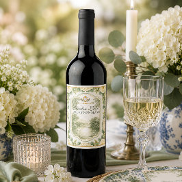 Elegant Trädgård Sjösidans Gods Blommor Vinflaska Etikett
