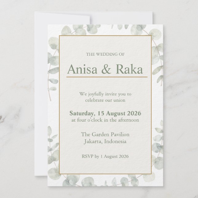 Elegant Trädgårds Blommig Bröllopsinbjudan Spara Datumet (Framsida)