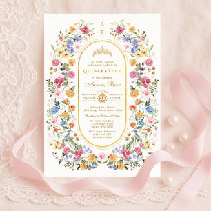 Elegant Trädgårdsblomma Quinceanera 15-årsdag Inbjudningar