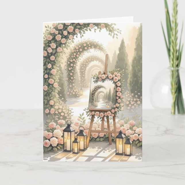 elegant trädgårdsblomma vid bröllop kort (Framsida)