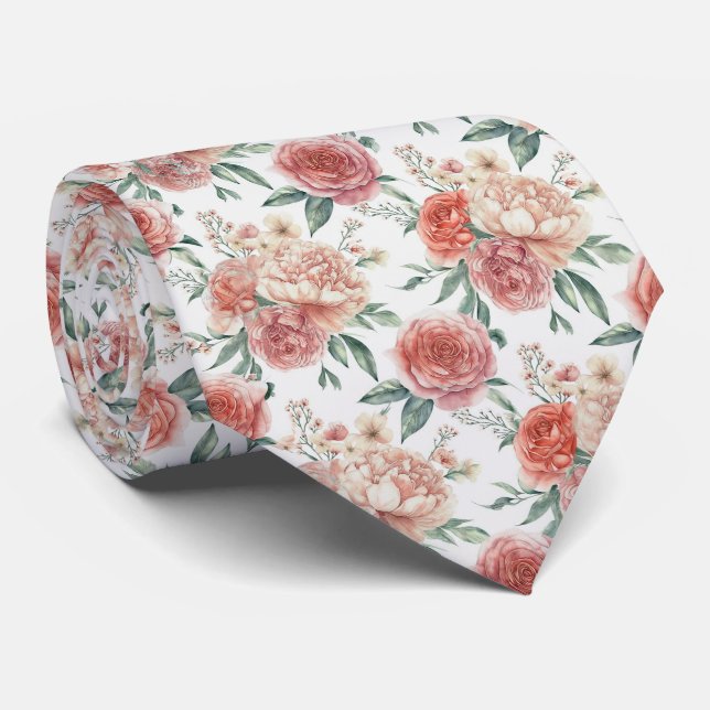 Elegant Trädgårdsblommig Mönster Slips (Rullad)