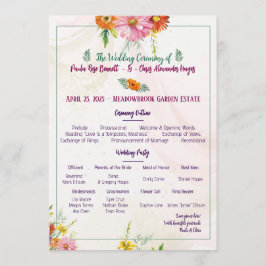 Elegant Trädgårdsbröllopsprogram med Vilda Blommor Program