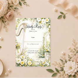 Elegant Trädgårdsharp Romantik Bröllop OSA Kort