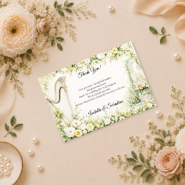 Elegant Trädgårdsharp Romantik Bröllop Tack Kort