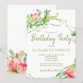 Elegant trädgårdsodling ro födelsedagsfest inbjudningar
