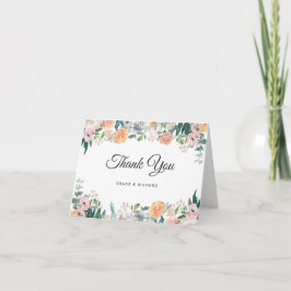 Elegant Trädgårdsros Pion Blommig Tacksamhetskort Tack Kort