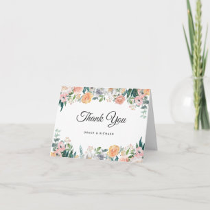 Elegant Trädgårdsros Pion Blommig Tacksamhetskort Tack Kort
