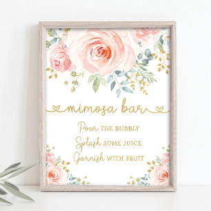 Elegant trädgårdsrosig mimosa-bar poster