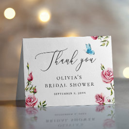 Elegant trädgårdste Bröllopsdusch | Ömtålig blommi Tack Kort