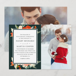 Elegant Tradition Red Blommigt Bouquet Photo Bröll Inbjudningar