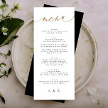 Elegant Traditional Black Guld Calligraphy Bröllop Meny<br><div class="desc">del av en samling *ej verklig folie</div>