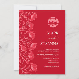Elegant Traditional China Wedding Inve (RED) Inbjudningar