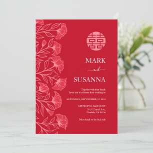 Elegant Traditional China Wedding Inve (RED) Inbjudningar