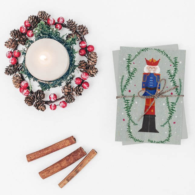 Elegant Traditional God jul Nutcracker Helg Vykort (Front)