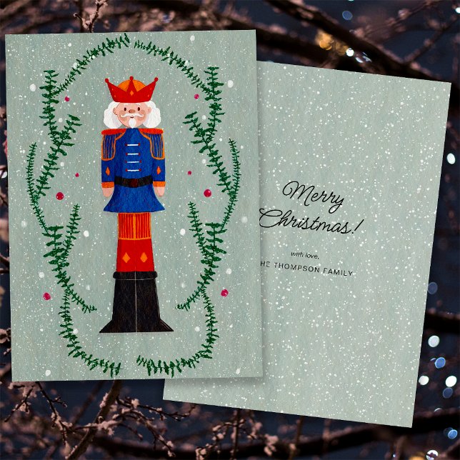 Elegant Traditional God jul Nutcracker Julkort (Front and Back)
