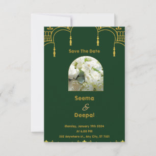Elegant Traditional Indian Bröllop i Grönt and Go OSA Kort