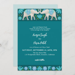 Elegant Traditional Indian Elephants Bröllop Inbjudningar