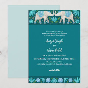 Elegant Traditional Indian Elephants Bröllop Inbjudningar