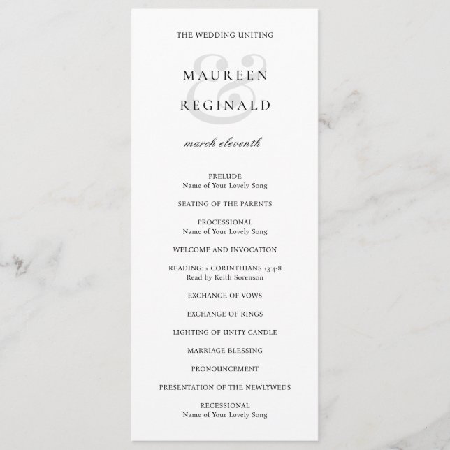 Elegant Traditionell Bröllop Program (Framsida)