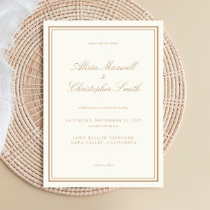 Elegant Traditionell Chic Elfenbenskusten Tan Bröl Inbjudningar