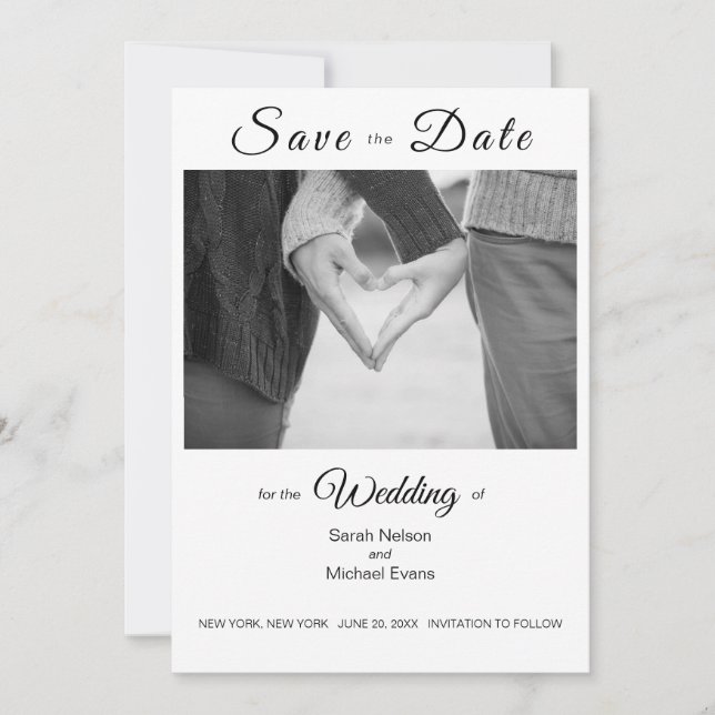 Elegant traditionell fotobryllop Save the Date Inbjudningar (Framsida)
