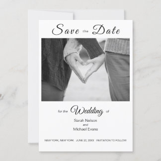 Elegant Traditionell Fotografi Bröllop Spara Datum Inbjudningar