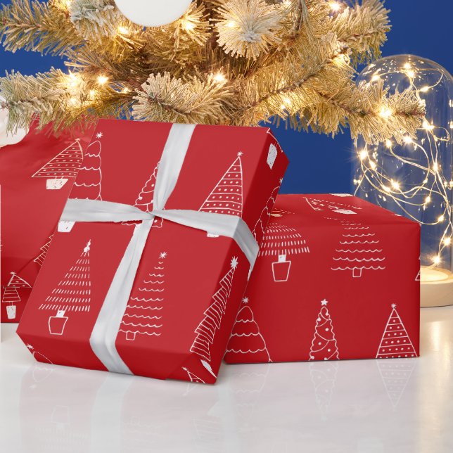 Elegant Traditionell Röd Julgran Presentpapper (Helgdagar)