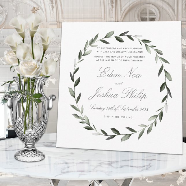 Elegant Traditionell utandning av Olive Gren i Brö Inbjudningar (Skapare uppladdad)