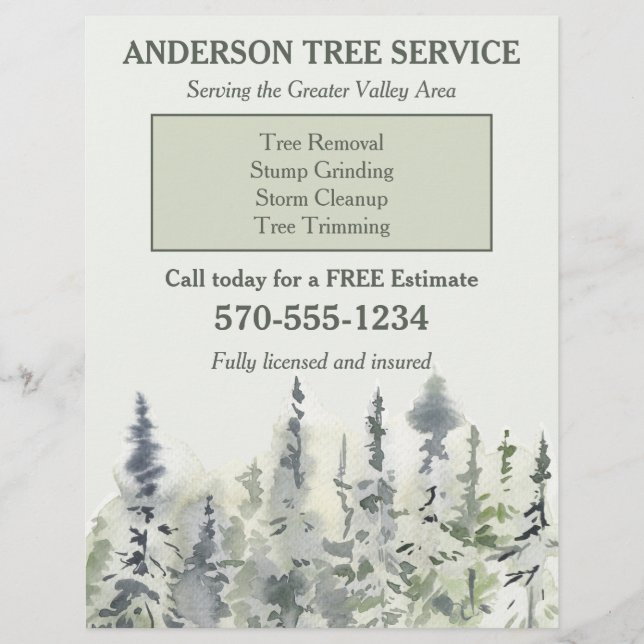 Elegant Trädservice Arborist Beskärnings Flyer (Framsidan)