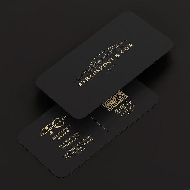 Elegant Transport Car Company Black Modern Visitkort (Elegant Transport Car Company Black Gold Modern Business Card
)