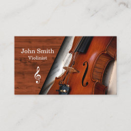 Elegant trästruktur violin violinist visitkort