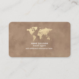 Elegant Travel Agent World Map Old Brown Visitkort