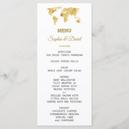 Elegant Travel Guld World Map Bröllop Menu Meny