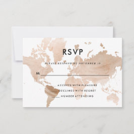 Elegant Travel Theme Bröllop | Faux Guld Karta OSA Kort