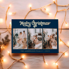 Elegant Tre fotomarinblå God jul