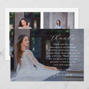 Elegant Tre fotoQuinceanera-Tack Inbjudningar