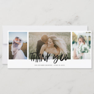 Elegant tre Photo Collage Bröllop Tack