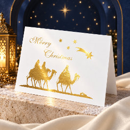 Elegant tre vise män guld folie jul folierat kort