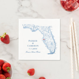 Elegant Treasure Island Florida Karta Bröllop Pappersservett