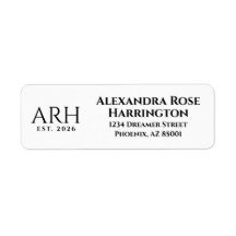 Elegant Trebokstavsmonogram Returadress