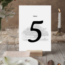 Elegant Tree Sketch Wedding Table Number Card